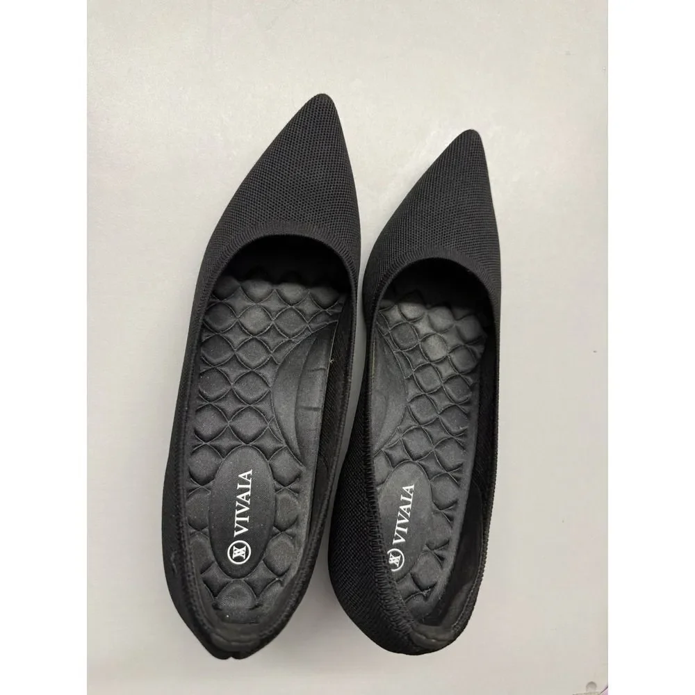 VIVAIA Aria Pointed-Toe Wedge Heels – Black – Size 10.5